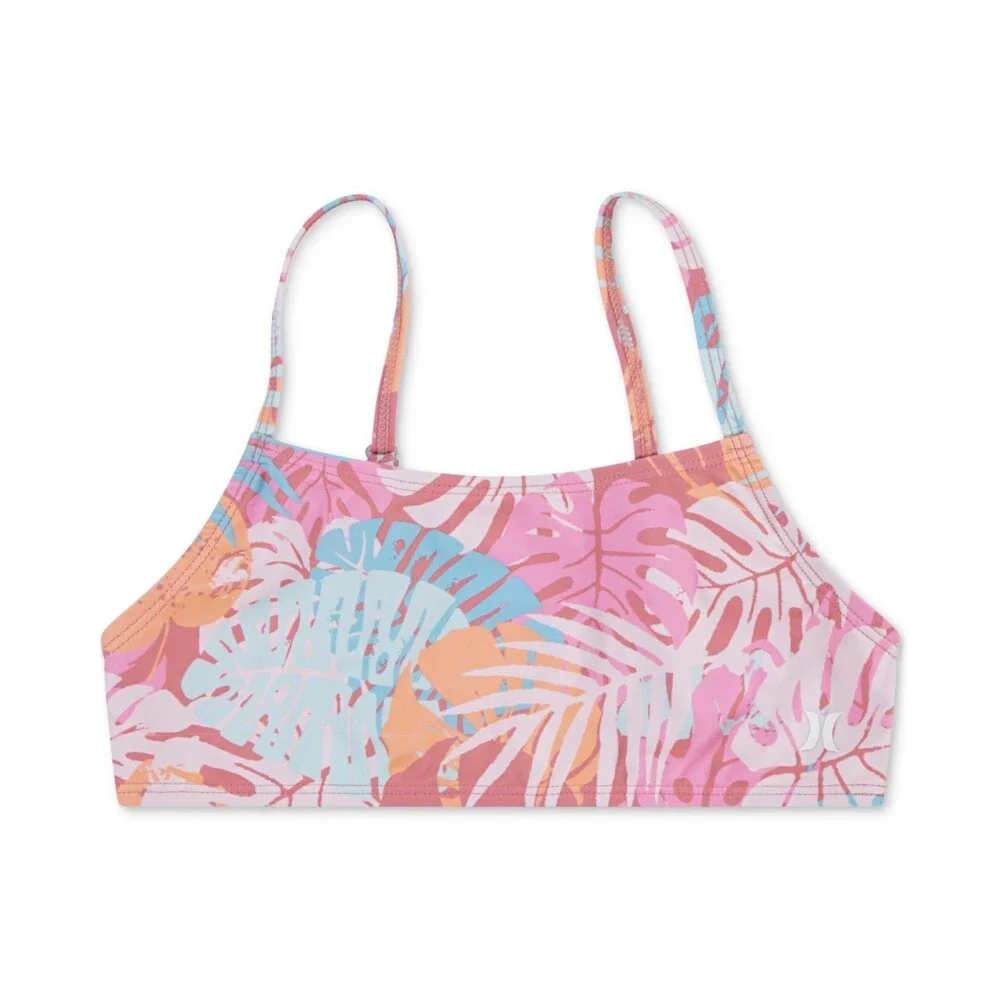 Hurley 3-Piece Rashguard Set Girls 8 Sunset Coral Tropical Swimwear GBO1354